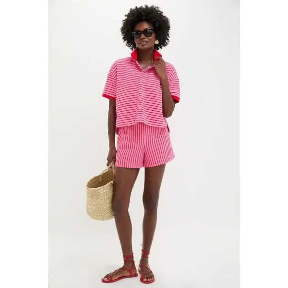 TUCKERNUCK Pink and Red Stripe Pique Wyatt Shorts Size XL NWT